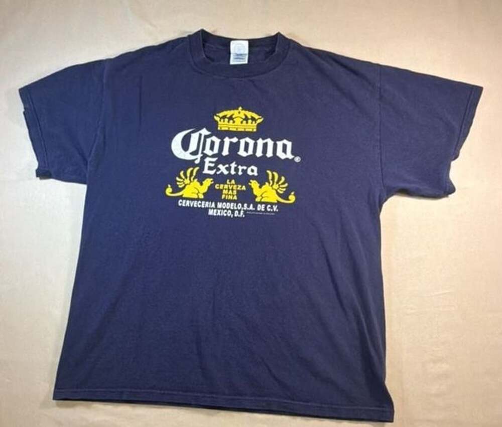 Vintage Corona Extra La Cerveza Mas Fina Navy T-Shirt Delta Pro Weight Large